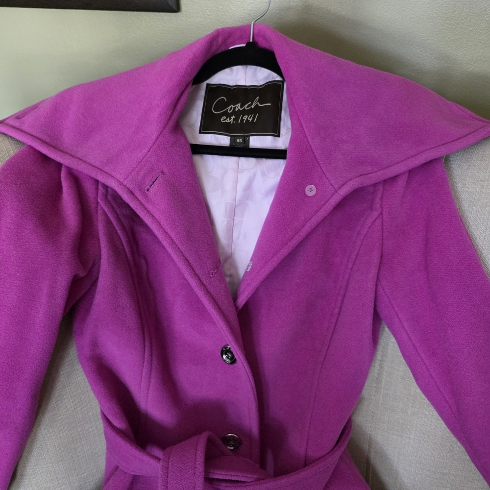 NWOT Coach Extra Small Fusha Peacoat With Silver Buttons - Picture 8 of 12